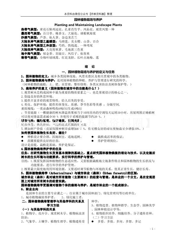 园林植物栽培与养护